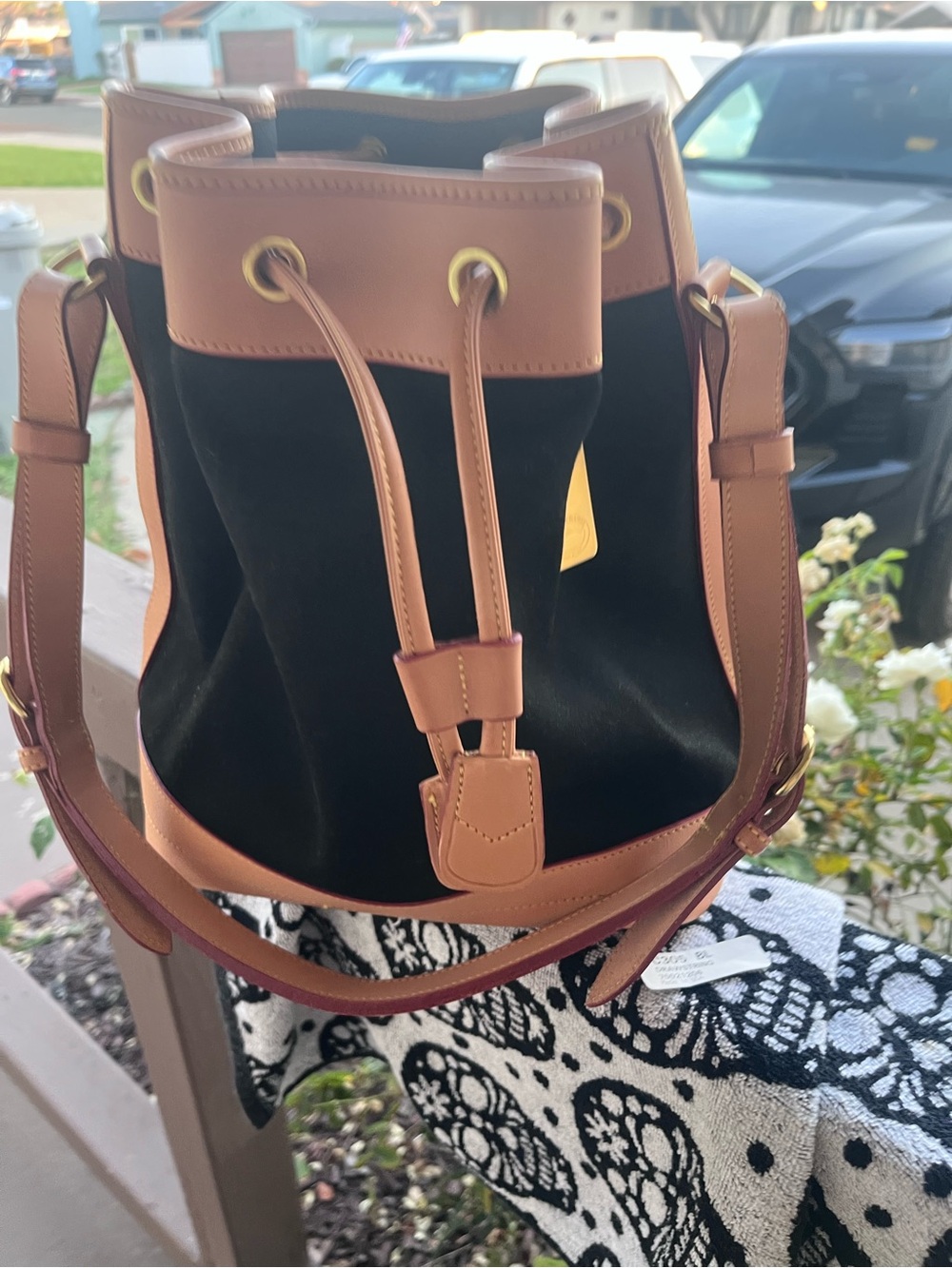 Dooney & Bourke Black Canvas Drawstring - Picture 7 of 11